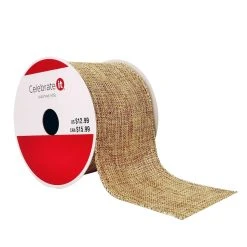 Cheap 🎉 2.5" x 20ft. Metallic Faux Linen Wired Ribbon by Celebrate It™ Christmas 🎁