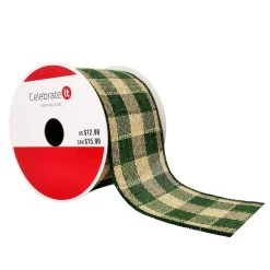 Best Sale 🔔 2.5" x 20ft. Wired Check Ribbon by Celebrate It™ ❄ Christmas 👍