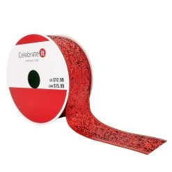 Deals ❤️ 1.5" x 30ft. Taffeta Wired Chunky Glitter Ribbon by Celebrate It™ 🛒 Christmas ❤️