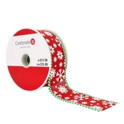 Best deal ❤️ 1.5" x 30ft. Faux Linen Wired Snowflakes Ribbon by Celebrate It™ Christmas 🔥
