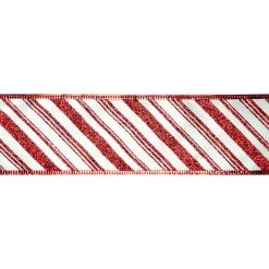 Discount 🔔 2.5" x 20ft. Taffeta Wired Slant Stripes Ribbon by Celebrate It™ Christmas 👏 -Celebrate It Sales Shop 10696268 3