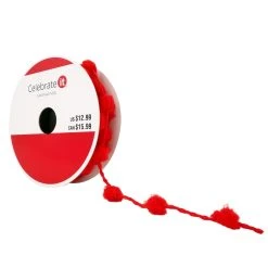 Promo ❤️ 3/8" x 30ft. Cord Wired Pom Pom Ribbon by Celebrate It™ ✨ Christmas 😀