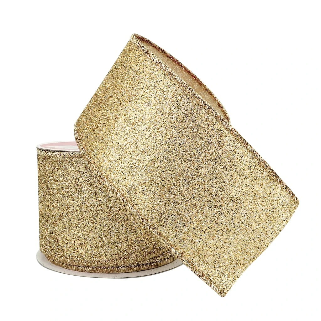 Cheap 😀 2.5" x 20ft. Taffeta Wired Glitter Ribbon by Celebrate It™ ✔️ Christmas ❤️ 2 Cheap 😀 2.5" x 20ft. Taffeta Wired Glitter Ribbon by Celebrate It™ ✔️ Christmas ❤️ - Image 2