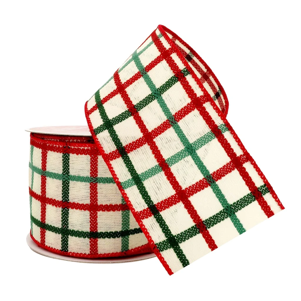 Buy β 2.5" x 20ft. Wired Squares Ribbon by Celebrate It™ 𧨠Christmas π 2 Buy β 2.5" x 20ft. Wired Squares Ribbon by Celebrate It™ 𧨠Christmas π - Image 2
