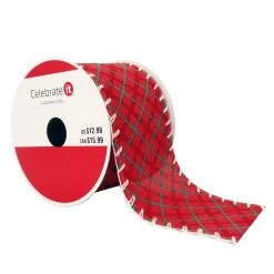 Best Pirce ⌛ 2.5" x 20ft. Faux Linen Wired Windowpane Ribbon by Celebrate It™ 😉 Christmas ✨