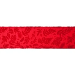 Buy 🌟 2.5" x 20ft. Faux Linen Wired Flocked Pattern Ribbon by Celebrate It® Christmas ✔️ -Celebrate It Sales Shop 10696309 3
