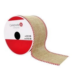 Flash Sale 🔔 2.5" x 20ft. Faux Linen Wired Ribbon by Celebrate It® Christmas 🤩