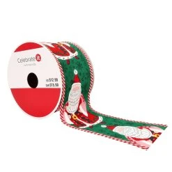 Deals ⌛ 2.5" x 20ft. Faux Linen Wired Santa Claus Ribbon by Celebrate It® ❄ Christmas ✨