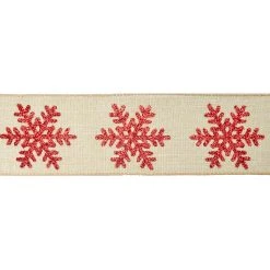 New 🔥 2.5" x 20ft. Faux Linen Wired Snowflake Ribbon by Celebrate It® 😉 Christmas ✔️ -Celebrate It Sales Shop 10696315 3