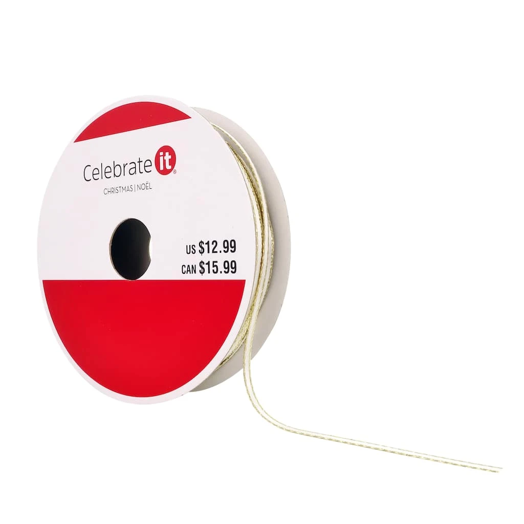Budget ⭐ 1/8" x 108ft. Satin with Metallic Edge Ribbon by Celebrate It® 😉 Christmas 🎉 1 Budget ⭐ 1/8" x 108ft. Satin with Metallic Edge Ribbon by Celebrate It® 😉 Christmas 🎉