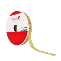 Promo 😉 3/8" x 30ft. Taffeta Glitter Ribbon by Celebrate It® ❄ Christmas 🔔