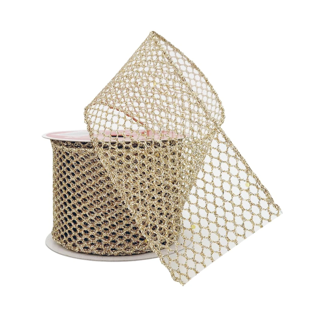Outlet π 2.5" x 20ft. Wired Glitter Mesh Ribbon by Celebrate It® 𧨠Christmas β¨ 2 Outlet π 2.5" x 20ft. Wired Glitter Mesh Ribbon by Celebrate It® 𧨠Christmas β¨ - Image 2