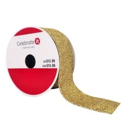 Deals 💯 1.5" x 30ft. Sheer Metallic Wired Glitter Ribbon by Celebrate It® Christmas ⭐