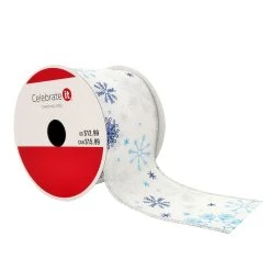 Brand new 💯 2.5" x 20ft. Taffeta Wired Foil Snowflake Ribbon by Celebrate It® Christmas 🤩