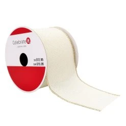 Brand new ⌛ 2.5" x 20ft. Faux Burlap Wired Ribbon by Celebrate It® 🛒 Christmas 👏