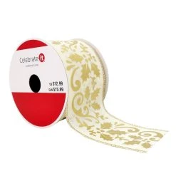 Cheap 👍 2.5" x 20ft. Faux Linen Foil Wired Ribbon by Celebrate It® ❄ Christmas 😀