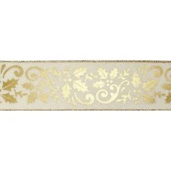 Cheap 👍 2.5" x 20ft. Faux Linen Foil Wired Ribbon by Celebrate It® ❄ Christmas 😀 -Celebrate It Sales Shop 10696368 3