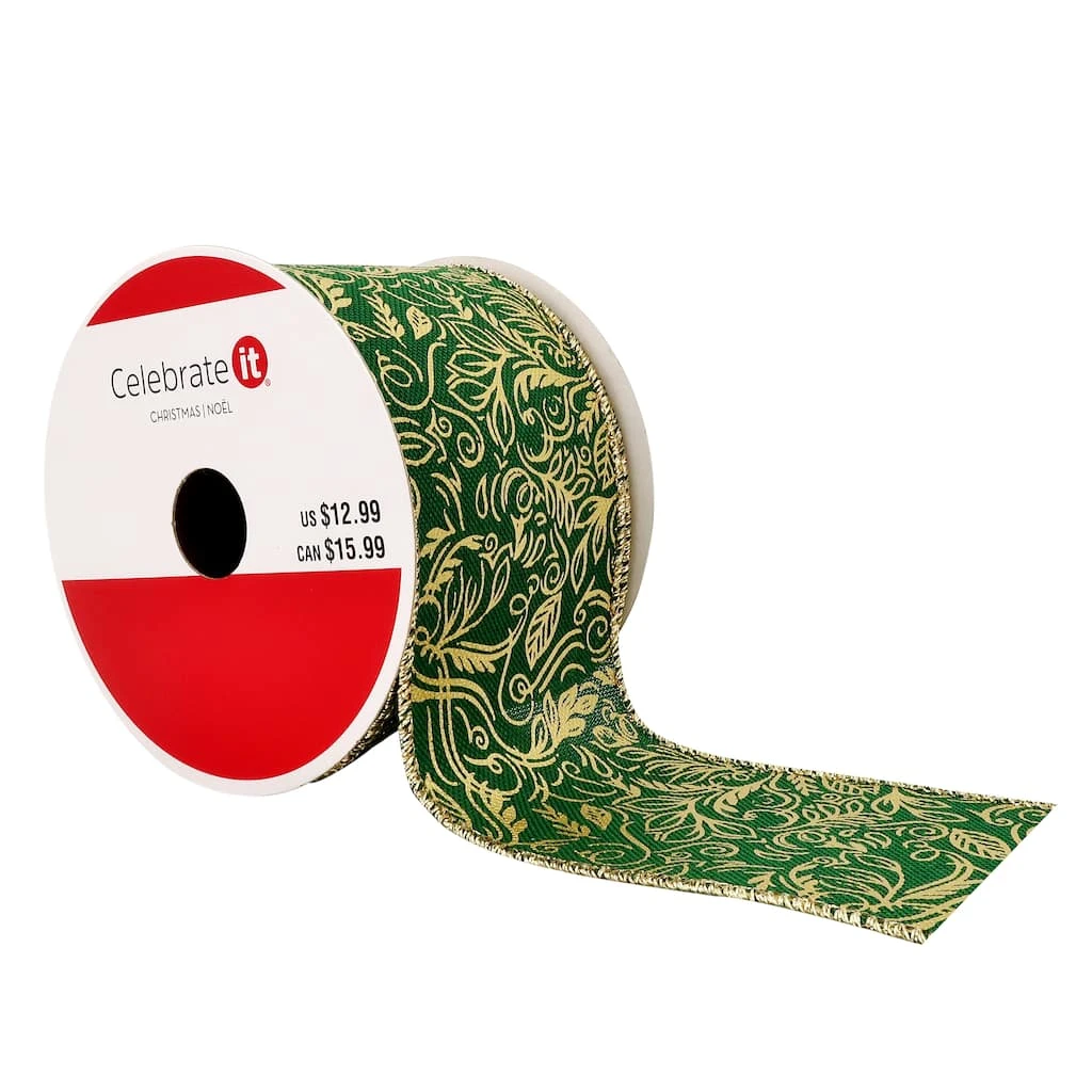 New ⭐ 2.5" x 20ft. Faux Linen Wired Swirl Ribbon by Celebrate It® 🥰 Christmas ✨ 1 New ⭐ 2.5" x 20ft. Faux Linen Wired Swirl Ribbon by Celebrate It® 🥰 Christmas ✨