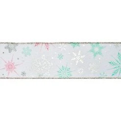 Wholesale 😀 2.5" x 20ft. Taffeta Foil Wired Snowflake Ribbon by Celebrate It® Christmas 🔥 -Celebrate It Sales Shop 10696374 3