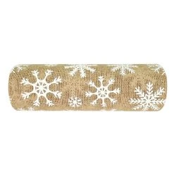 Wholesale ⌛ 9.5" x 10ft. Faux Burlap Snowflake Mesh by Celebrate It® 🎁 Christmas 🎁