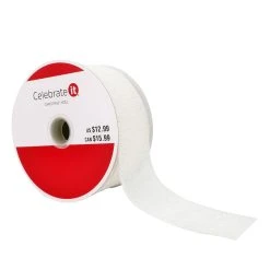 Hot Sale ⌛ 1.5" x 30ft. Metallic Wired Tinsel Fabric Ribbon by Celebrate It® ❄ Christmas ✔️