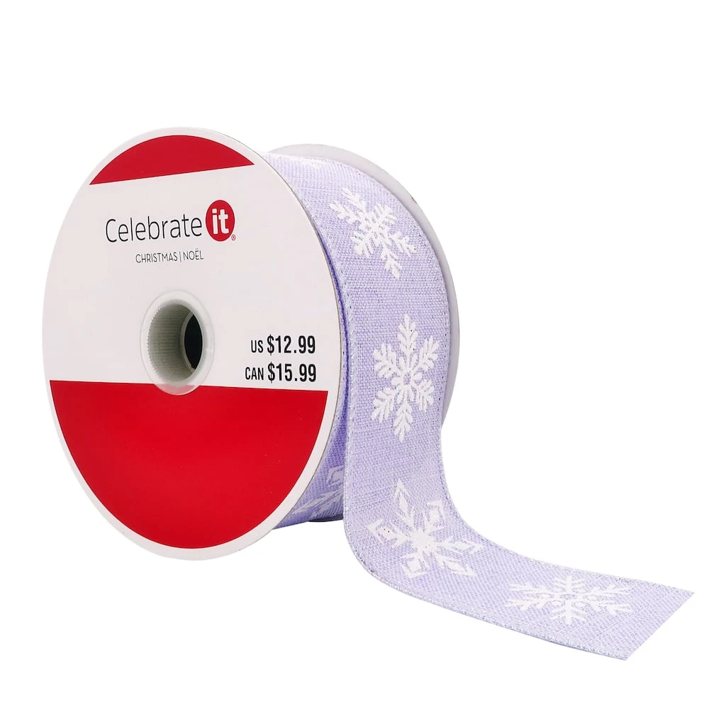 Cheapest ❤️ 1.5" x 30ft. Faux Linen Wired Snowflake Ribbon by Celebrate It® ❄ Christmas ❤️ 1 Cheapest ❤️ 1.5" x 30ft. Faux Linen Wired Snowflake Ribbon by Celebrate It® ❄ Christmas ❤️
