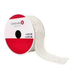 Coupon 🎉 1.5" x 30ft. Faux Linen Wired Dots Ribbon by Celebrate It® Christmas ✨