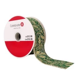 Promo 🛒 1.5" x 30ft. Faux Linen Wired Swirl Ribbon by Celebrate It® Christmas 😍