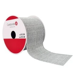 Budget 😍 2.5" x 20ft. Faux Linen Glitter Wired Ribbon by Celebrate It® Christmas 🧨