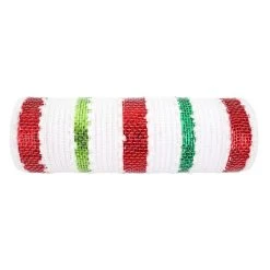 Best Pirce 🎉 9.5" x 18ft. Pom Pom Stripe Mesh by Celebrate It® 👏 Christmas ⌛
