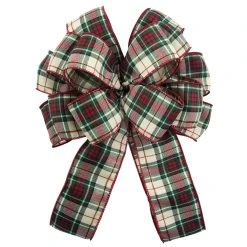 Outlet 😀 20.5" Red, White & Green Plaid ❄ Christmas Décor Bow by Celebrate It® 🎁