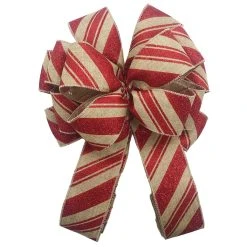 Wholesale 👍 20.5" Candy Cane Burlap Christmas Décor Bow by Celebrate It® 😀