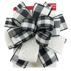 Cheap ✔️ 20.5" White & Black Buffalo Check 😀 Christmas Décor Bow by Celebrate It® 🎉 -Celebrate It Sales Shop 10697613 5