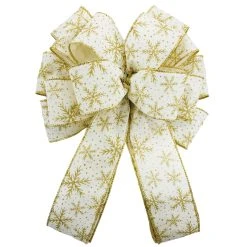 Top 10 🤩 20.5" White & Gold Snowflake Christmas Décor Bow by Celebrate It® 💯