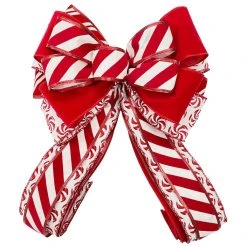 Coupon 😍 20.5" Red & White Peppermint Candy Stripe Christmas Décor Bow by Celebrate It® 🔥