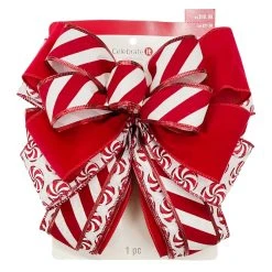 Coupon 😍 20.5" Red & White Peppermint Candy Stripe Christmas Décor Bow by Celebrate It® 🔥 -Celebrate It Sales Shop 10697617 7