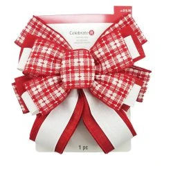 Brand new ✨ 20.5" Bright Red & White Plaid 😀 Christmas Décor Bow by Celebrate It® 🎁 -Celebrate It Sales Shop 10697619 6