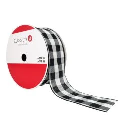 Discount 🎁 2.5" x 80ft. Wired Buffalo Check Ribbon by Celebrate It® Christmas 🌟