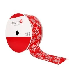 Coupon 🥰 2.5" x 80ft. Taffeta Wired Snowflake Ribbon by Celebrate It® Christmas 😍