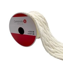 Buy ⌛ 3.5'' x 6 ft. White Cable Knit Ribbon by Celebrate It® ❤️