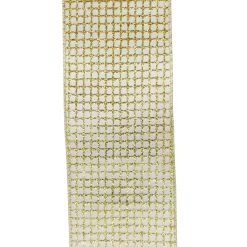 New ⭐ 3.5'' x 15 ft. Ivory and Gold Glitter Net Ribbon by Celebrate It® ❤️ -Celebrate It Sales Shop 10697883 3