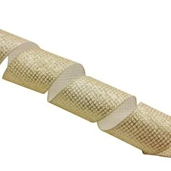 New ⭐ 3.5'' x 15 ft. Ivory and Gold Glitter Net Ribbon by Celebrate It® ❤️ -Celebrate It Sales Shop 10697883 4