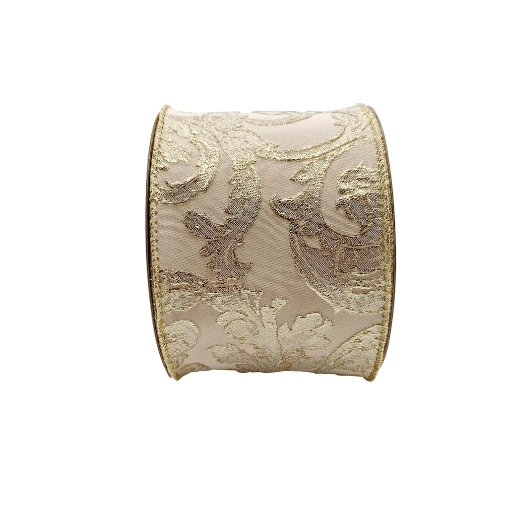 New π 3.5'' x 15 ft. Gold Jacquard Ribbon by Celebrate It® π 2 New π 3.5'' x 15 ft. Gold Jacquard Ribbon by Celebrate It® π - Image 2