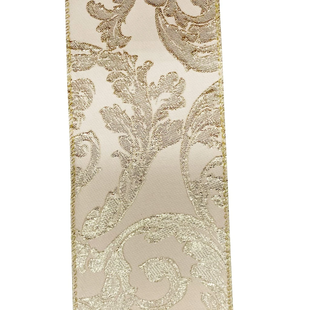 New π 3.5'' x 15 ft. Gold Jacquard Ribbon by Celebrate It® π 3 New π 3.5'' x 15 ft. Gold Jacquard Ribbon by Celebrate It® π - Image 3