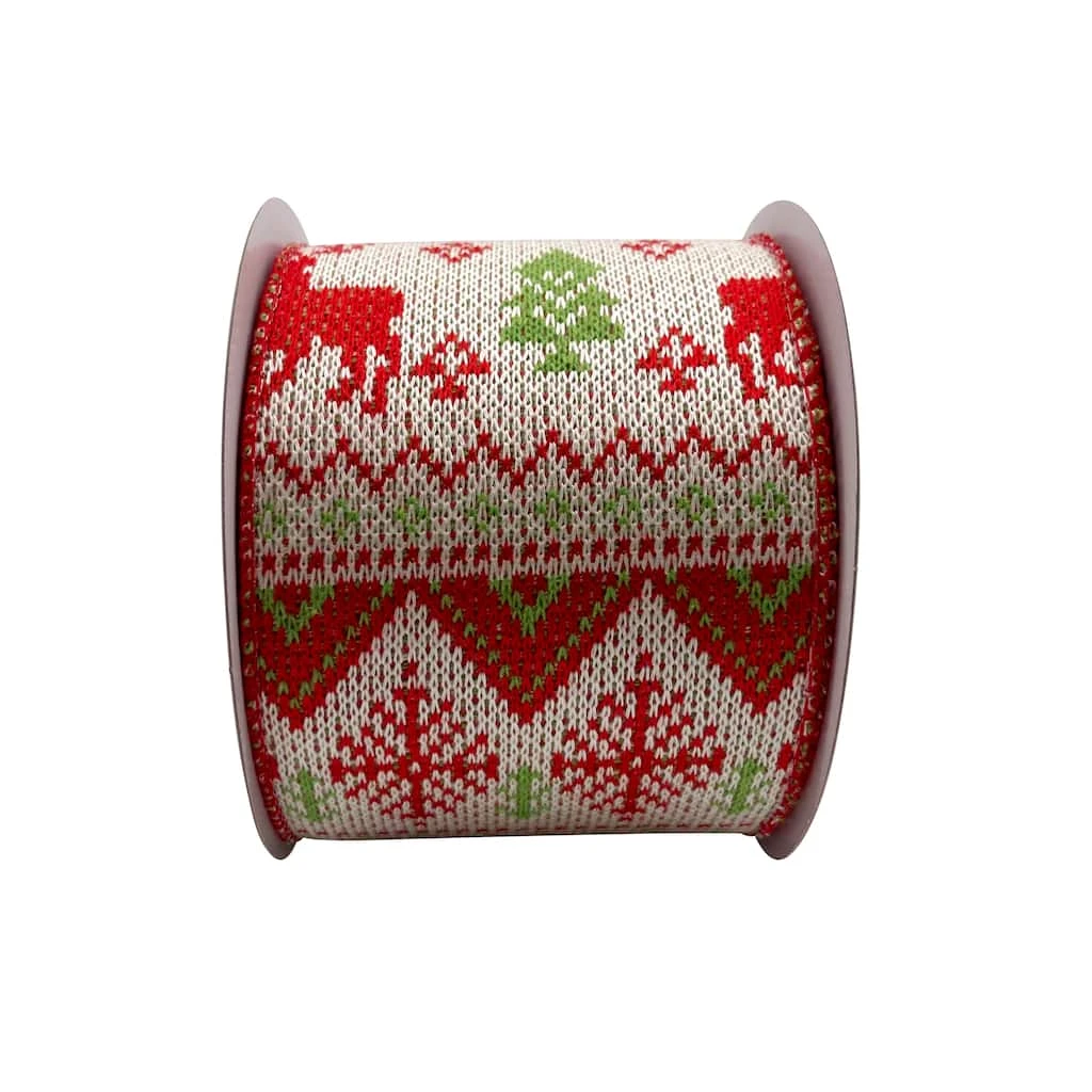 Cheap ๐ 3.5'' x 9 ft. Fair Isle Reindeer Knit Ribbon by Celebrate It® ๐ 2 Cheap ๐ 3.5'' x 9 ft. Fair Isle Reindeer Knit Ribbon by Celebrate It® ๐ - Image 2