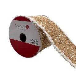 New ❤️ 3.5'' x 18 ft. White Snow Burlap Ribbon by Celebrate It® ✔️