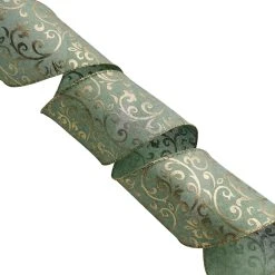 Best Pirce 🧨 3.5'' x 25 ft. Green Faux Burlap Ribbon with Foil by Celebrate It® ⭐ -Celebrate It Sales Shop 10698090 4