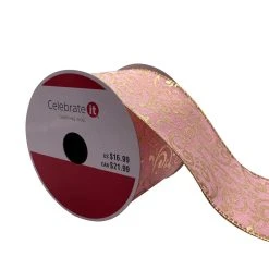 Coupon 😍 3.5" x 25ft. Faux Burlap Foil Wired Scroll Ribbon by Celebrate It™ Christmas 🧨