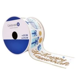 Best reviews of 🌟 2.5" x 20ft. Taffeta Wired Candles Ribbon by Celebrate It® Hanukkah 🤩