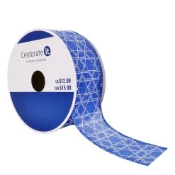 Brand new 🎉 1.5" x 30ft. Metallic Sheer Wired Star Ribbon by Celebrate It® Hanukkah 👍